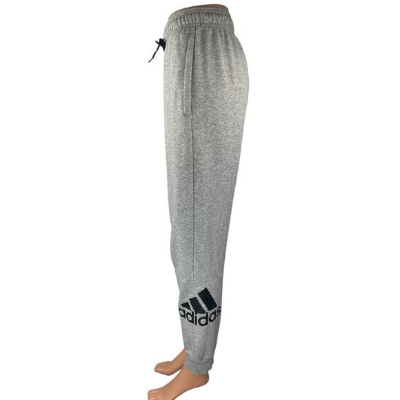 Adidas Women's Gray Logo Drawstring Tapered Leg Sweatpants Jogger Track Pants S - Picture 2 of 4